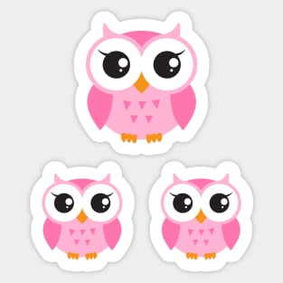 Pink owl sticker set Sticker